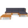 5 pcs conjunto lounge de jardim c/ almofadões acácia maciça - Image 3