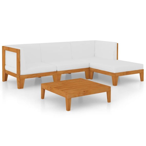 5 pcs conjunto lounge de jardim c/ almofadões acácia maciça - Image 2
