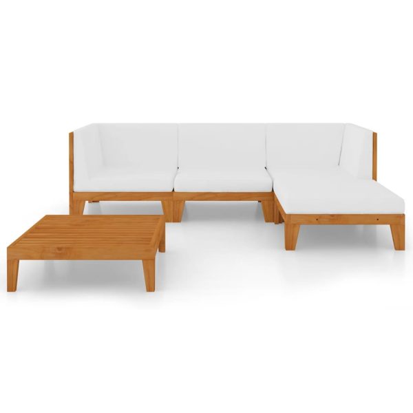 5 pcs conjunto lounge de jardim c/ almofadões acácia maciça - Image 3
