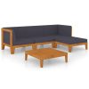 5 pcs conjunto lounge de jardim c/ almofadões acácia maciça - Image 2