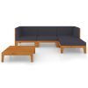 5 pcs conjunto lounge de jardim c/ almofadões acácia maciça - Image 3
