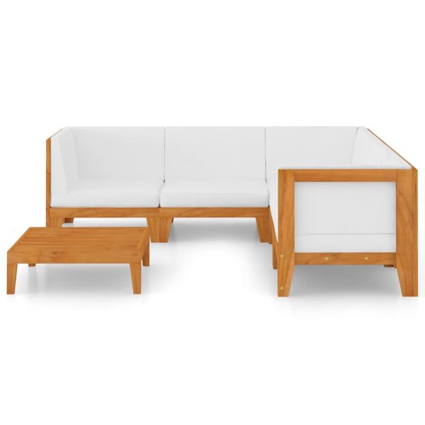 6 pcs conjunto lounge de jardim c/ almofadões acácia maciça - Image 3