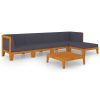 6 pcs conjunto lounge de jardim c/ almofadões acácia maciça - Image 2