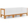 3 pcs conjunto lounge de jardim c/ almofadões acácia maciça - Image 2