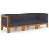 3 pcs conjunto lounge de jardim c/ almofadões acácia maciça - Image 2