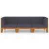 3 pcs conjunto lounge de jardim c/ almofadões acácia maciça - Image 3