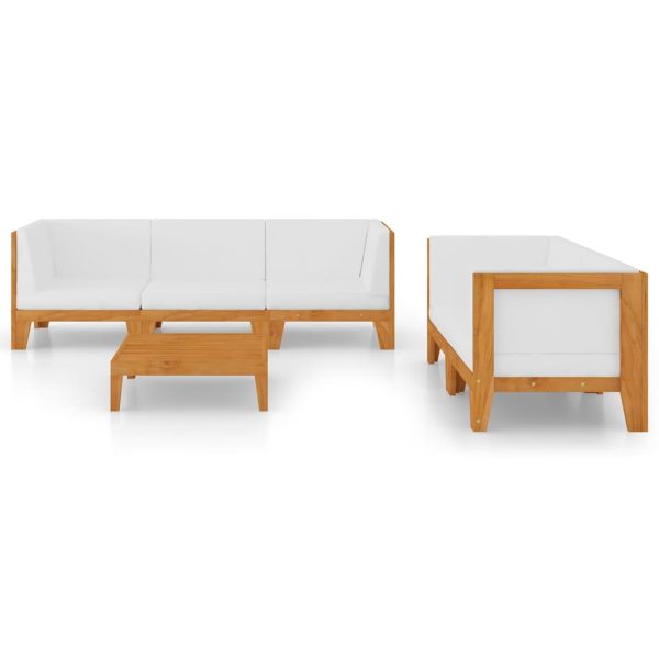 6 pcs conjunto lounge de jardim c/ almofadões acácia maciça - Image 3