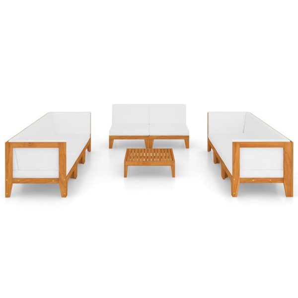 9 pcs conjunto lounge de jardim c/ almofadões acácia maciça - Image 3