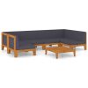 7 pcs conjunto lounge de jardim c/ almofadões acácia maciça - Image 2