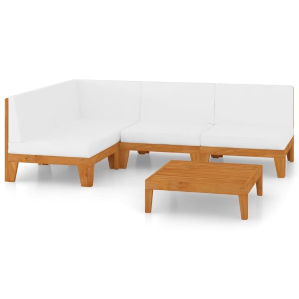 5 pcs conjunto lounge de jardim c/ almofadões acácia maciça - Image 2