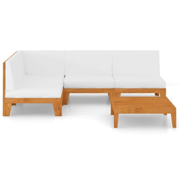5 pcs conjunto lounge de jardim c/ almofadões acácia maciça - Image 3