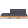 3 pcs conjunto lounge de jardim c/ almofadões acácia maciça - Image 3