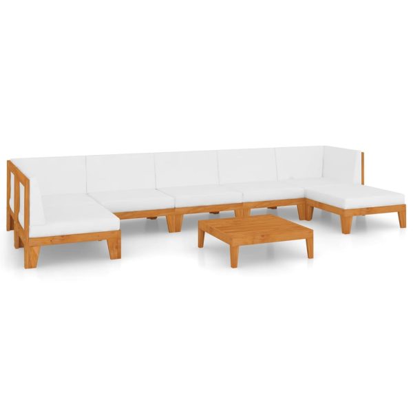 8 pcs conjunto lounge de jardim c/ almofadões acácia maciça - Image 2