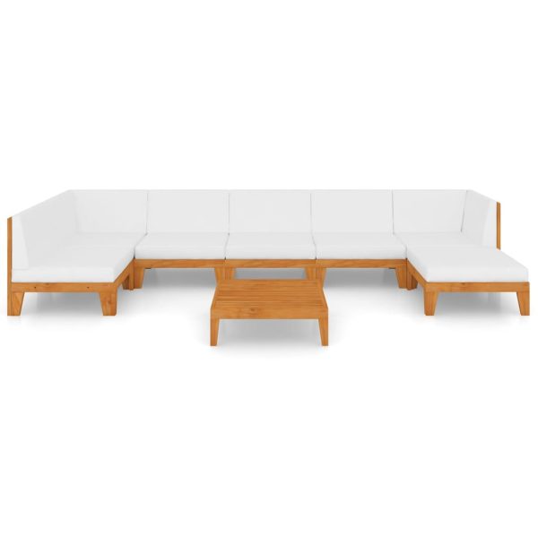 8 pcs conjunto lounge de jardim c/ almofadões acácia maciça - Image 3