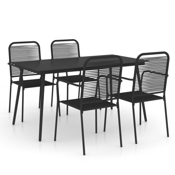 5 pcs conjunto de jantar p/ jardim corda de algodão e aço preto - Image 2