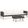 2 pcs conjunto lounge de jardim c/ almofadões vime PE preto - Image 2