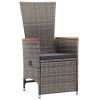 3 pcs conjunto lounge de jardim c/ almofadões vime PE cinzento - Image 3