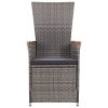 3 pcs conjunto lounge de jardim c/ almofadões vime PE cinzento - Image 4
