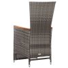 3 pcs conjunto lounge de jardim c/ almofadões vime PE cinzento - Image 6