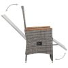 3 pcs conjunto lounge de jardim c/ almofadões vime PE cinzento - Image 7