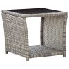 3 pcs conjunto lounge de jardim c/ almofadões vime PE cinzento - Image 9