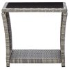 3 pcs conjunto lounge de jardim c/ almofadões vime PE cinzento - Image 10