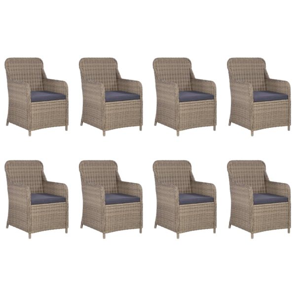 9 pcs conjunto de jantar para jardim vime PE castanho - Image 3