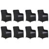 11 pcs conjunto de jantar para jardim vime PE preto - Image 2