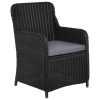 11 pcs conjunto de jantar para jardim vime PE preto - Image 3