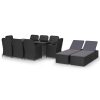 11 pcs conjunto de jantar para jardim vime PE preto