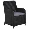 11 pcs conjunto de jantar para jardim vime PE preto - Image 3