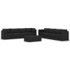 9 pcs conjunto lounge de jardim c/ almofadões vime PE preto - Image 2