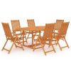 7 pcs conjunto de jantar para jardim madeira de teca maciça - Image 2