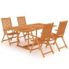5 pcs conjunto de jantar para jardim madeira de teca maciça