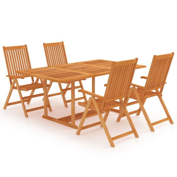 5 pcs conjunto de jantar para jardim madeira de teca maciça