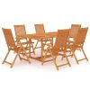 7 pcs conjunto de jantar para jardim madeira de teca maciça