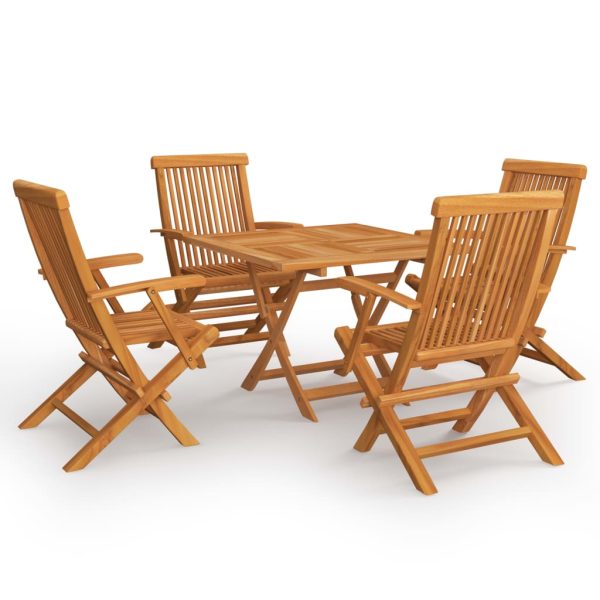 5 pcs conjunto de jantar para jardim madeira de teca maciça - Image 2