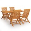 5 pcs conjunto de jantar para jardim madeira de teca maciça - Image 2