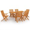 7 pcs conjunto de jantar para jardim madeira de teca maciça - Image 2