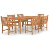 7 pcs conjunto de jantar p/ jardim madeira de teca maciça - Image 2