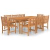 9 pcs conjunto de jantar p/ jardim madeira de teca maciça - Image 2