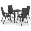 5 pcs conjunto de jantar para jardim preto - Image 2