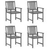 Cadeiras de jardim com almofadões 4 pcs acácia maciça cinza - Image 2