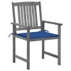 Cadeiras de jardim com almofadões 4 pcs acácia maciça cinza - Image 3