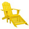 Cadeira Adirondack para jardim com otomano abeto maciço amarelo