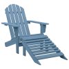 Cadeira Adirondack para jardim com otomano abeto maciço azul