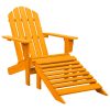 Cadeira Adirondack p/ jardim com otomano abeto maciço laranja