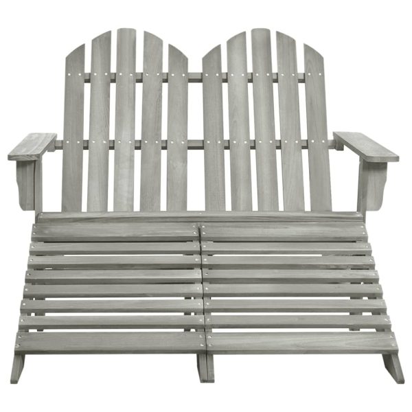 Cadeira de jardim e otomano Adirondack 2 lugares abeto cinzento - Image 2