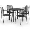 5 pcs conjunto de jantar para jardim vidro e aço preto - Image 2