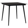 5 pcs conjunto de jantar para jardim vime de PVC preto - Image 3